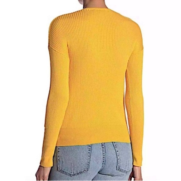 Elodie Mustard Yellow Ribbed V-Neck Wrap Sweater |Size XL| - Picture 2 of 7